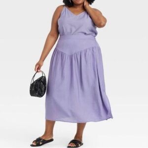 A new day Purple Yoke Front Midi Skirt with slit